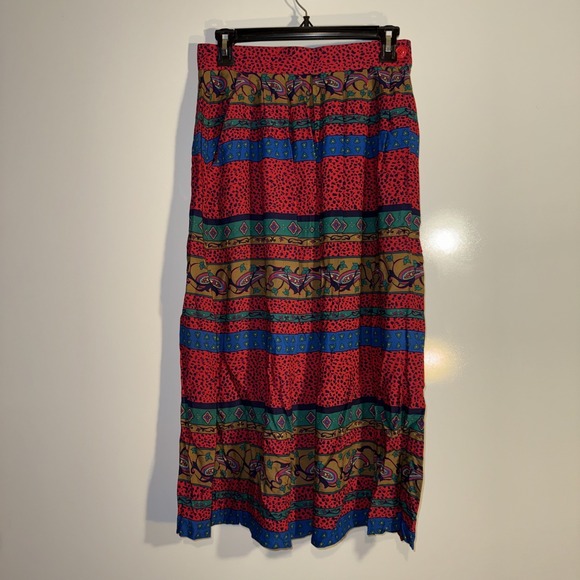 Chaus Dresses & Skirts - Chaus Vintage Midi Skirt Maximalism Multicolor 90s Boho Art To Wear Size 10 Wmns